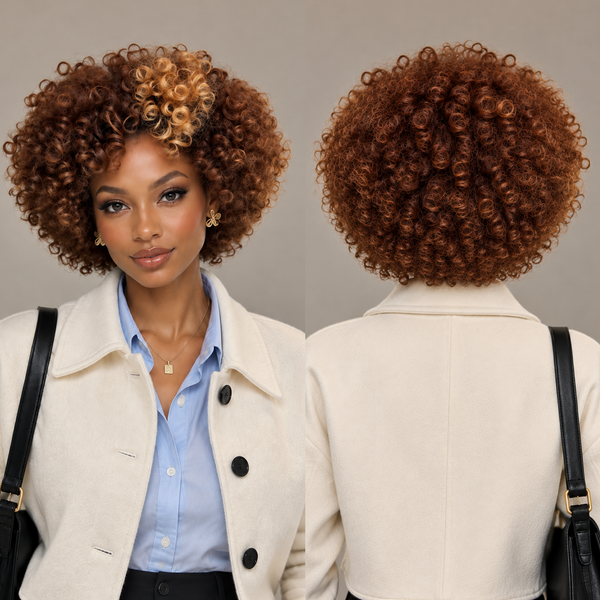 Bequeen #30 Mixed 613 Fluffy Sheep-roll Style Wave No Lace Glueless Pixie Full Cap Wig