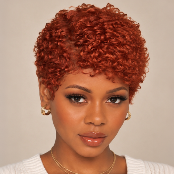 Bequeen #350 Color Small Finger Wave Pixie No Lace Full Cap Wig