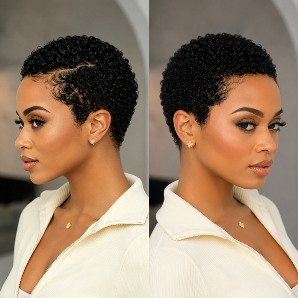Bequeen 3s Wear-go Black Curls Glueless Lace Pixie Full Cap Wig