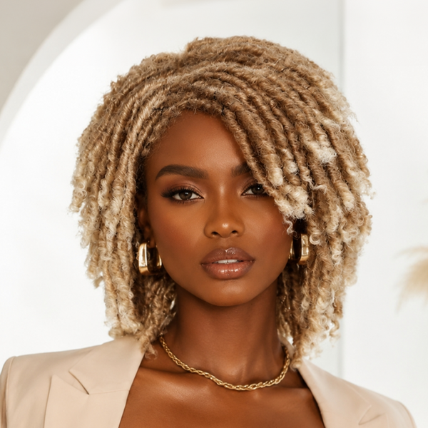 Bequeen Ash Bronze Mixed White Afro Kinky Bob Braid Style For Black Women