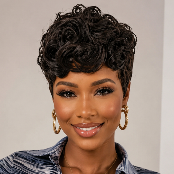 Bequeen Black Loose Wave Style Pixie Cut Wig For Black Women