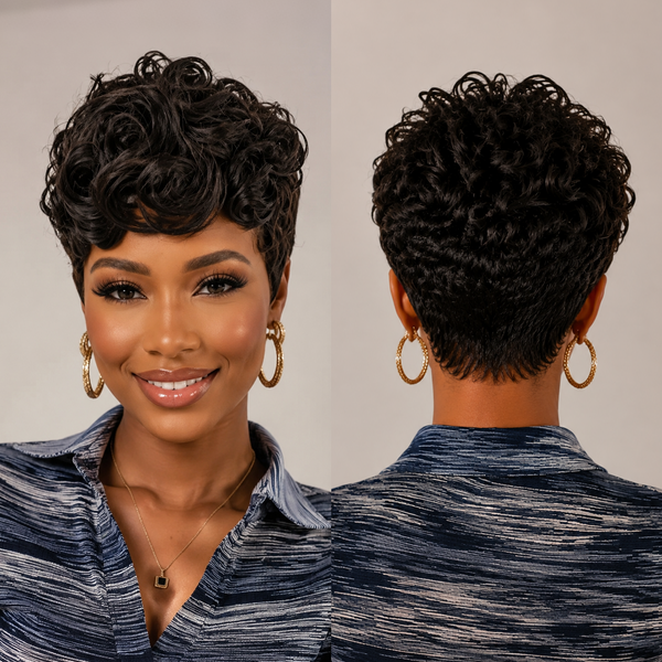 Bequeen Black Loose Wave Style Pixie Cut Wig For Black Women