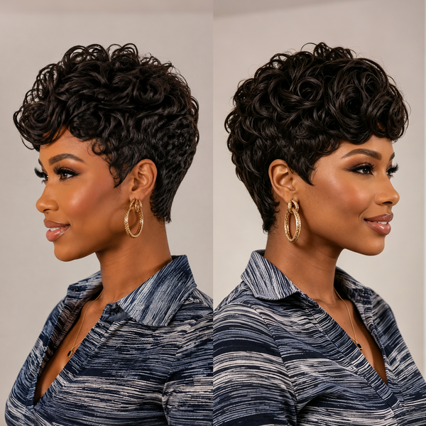 Bequeen Black Loose Wave Style Pixie Cut Wig For Black Women