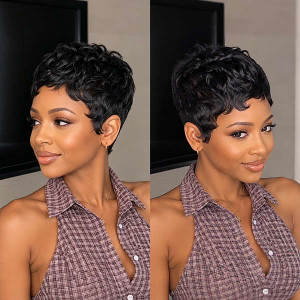 Bequeen Black Natural Style Pixie Cut Wig For Black Women-2