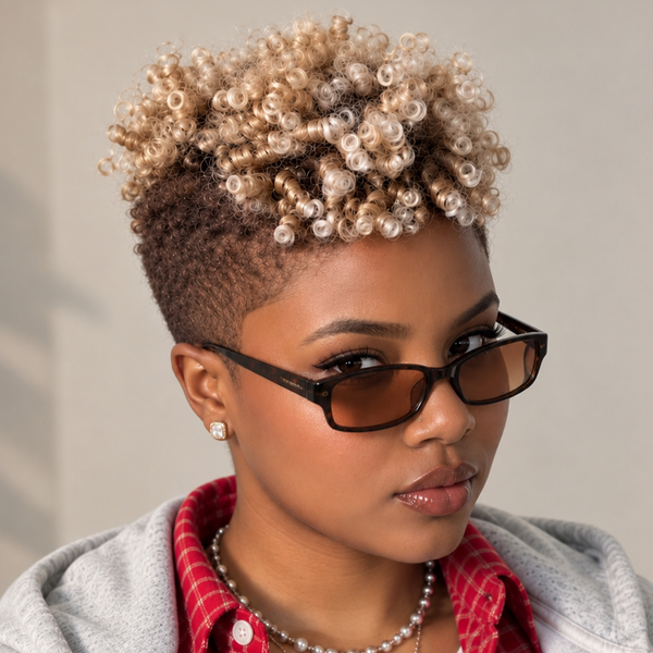 Bequeen Brown  Curly Machine Made Fashion Topper Unit  front view