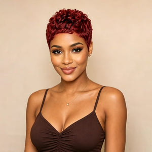 BeQueen Wig PIXIE WIGS Bequeen Burgundy Color Wave Pixie Cut Wig Special Style