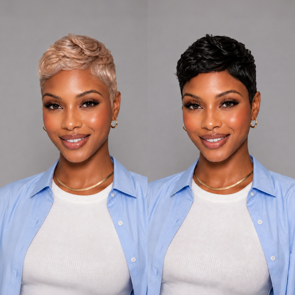 Bequeen Dreamy Dusty Rose Gold Machine Made Short Cut Full Cap Wig 100% Human Hair