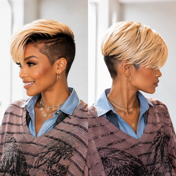 Bequeen Champagne 1B Root Side Part Machine Made Topper