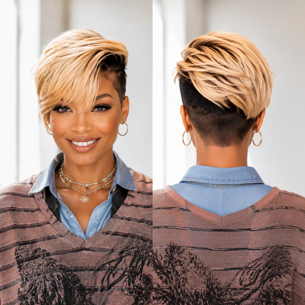 Bequeen Champagne 1B Root Side Part Machine Made Topper