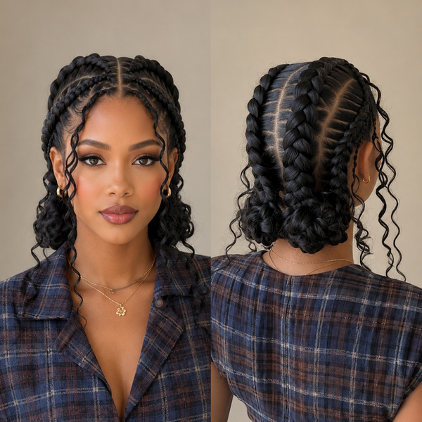 Bequeen Chic Elegant Black Braid Full Lace Wig-2