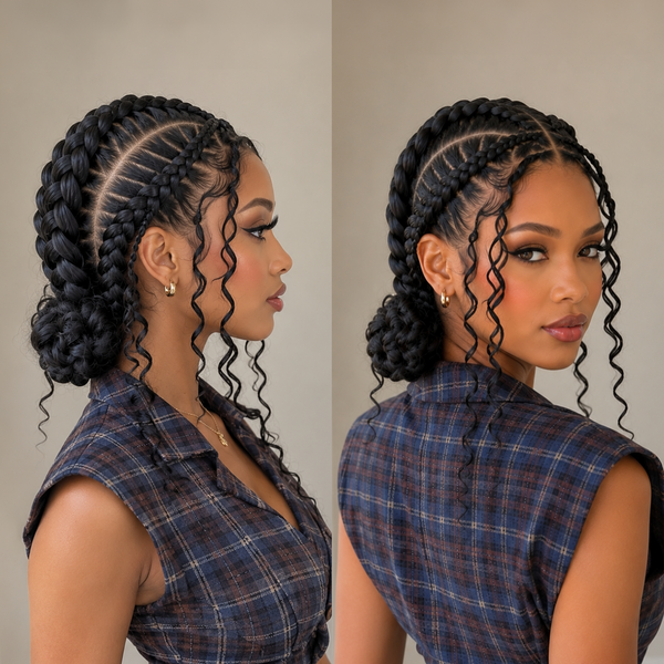 Bequeen Chic Elegant Black Braid Full Lace Wig-2