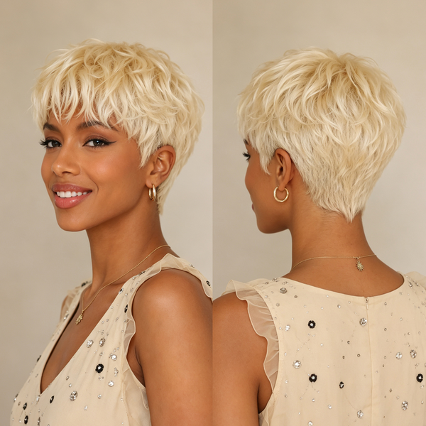 Bequeen Cool Blonde #613 Machine Made Short Cut Daily Full Cap Wig