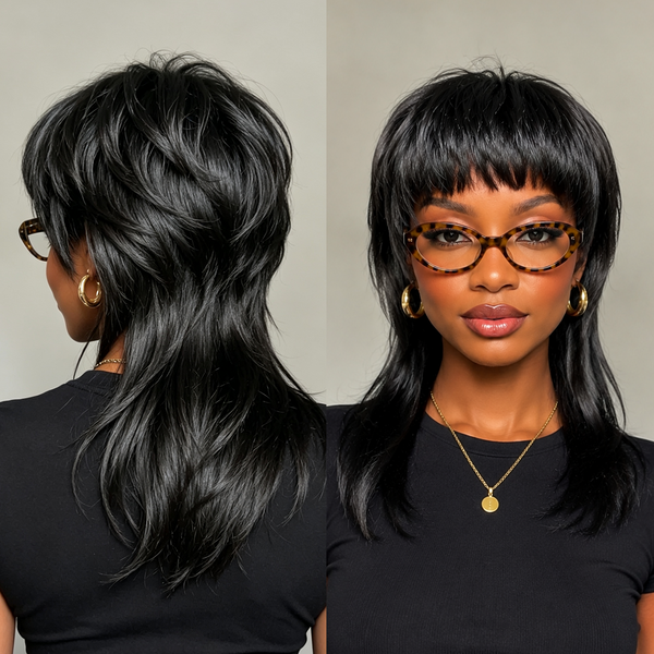 Bequeen Cute Straight Glueless 12 inch with Bang Mullet Wig