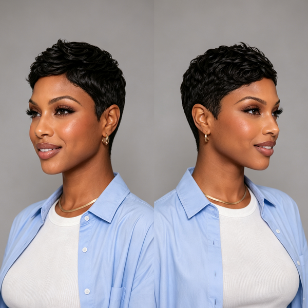 Bequeen Dreamy Dusty Rose Gold Machine Made Short Cut Full Cap Wig 100% Human Hair