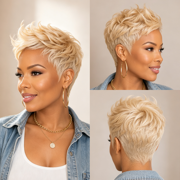 Bequeen Faux Hawk Style Short Cut Pixie No Lace Full Cap Wig