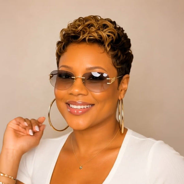 overseas PIXIE WIGS Bequeen Finger Wave Caramel Pixie Short Cut Wig