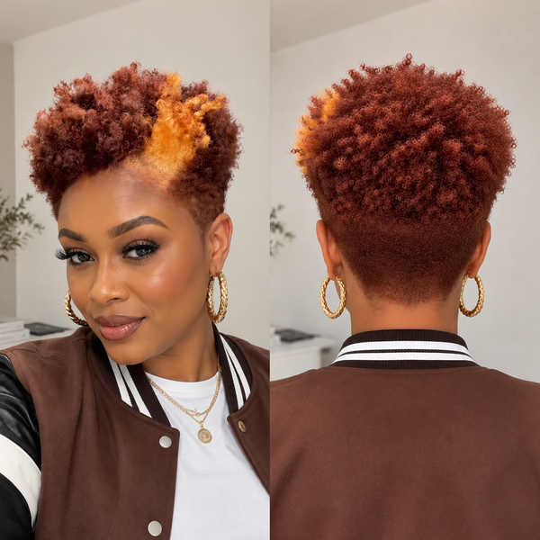 Bequeen  Flaming Orange Short Cut Elegance Pixie 13×4 Lace Wig For Black Women