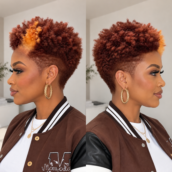 Bequeen  Flaming Orange Short Cut Elegance Pixie 13×4 Lace Wig For Black Women