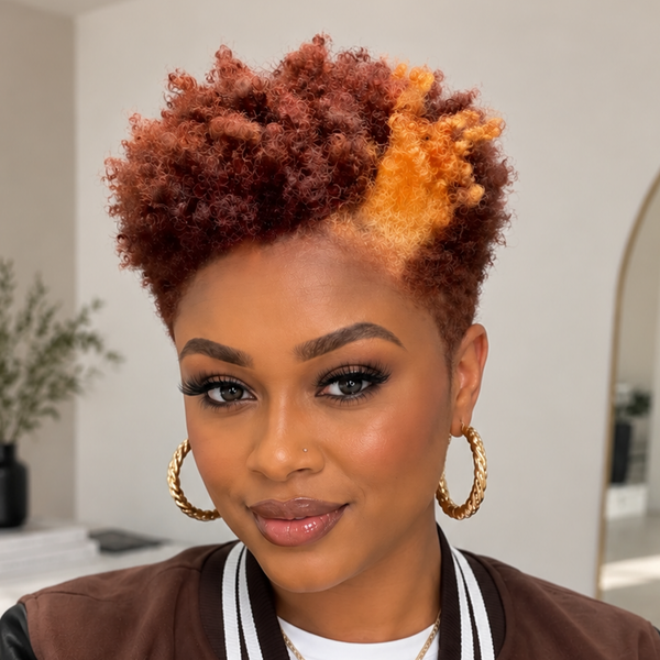 Bequeen  Flaming Orange Short Cut Elegance Pixie 13×4 Lace Wig For Black Women