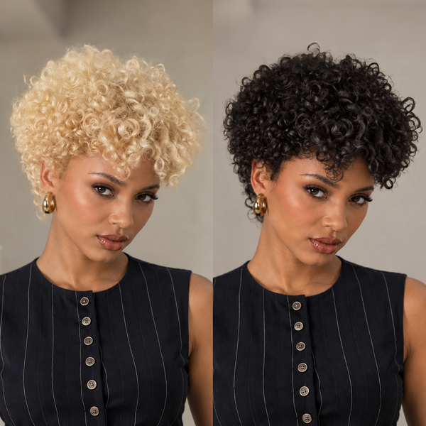 Bequeen Fluffy Sheep-roll Style Wave No Lace Glueless Pixie Full Cap Wig