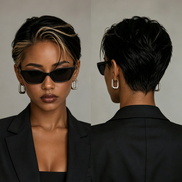 Bequeen Frontal 13×4 Lace Highlight Blonde Pixie Neat Short Cut Full Cap Wig