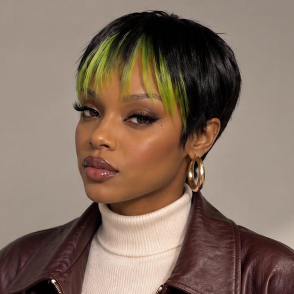 Bequeen Frontal Highlight Color Pixie Cut Machine Made No Lace Wig
