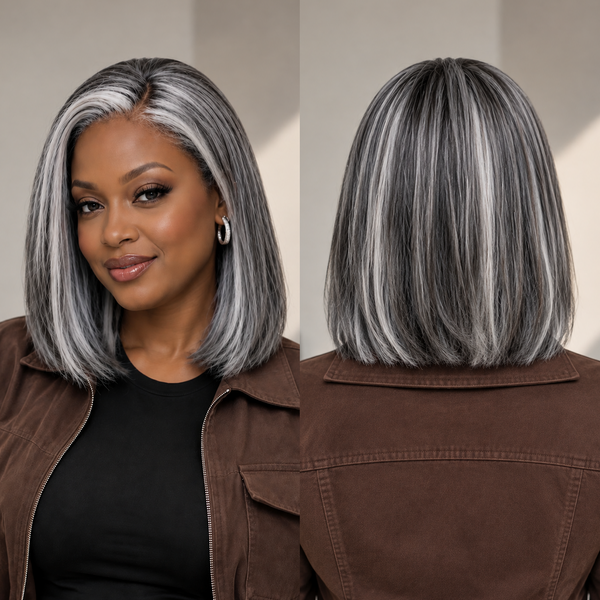 Bequeen Grey Color Customized Fashion 8 inch Bob Wig 100% Human Hair