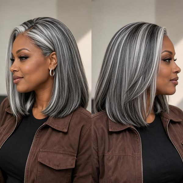Bequeen Grey Color Customized Fashion 8 inch Bob Wig 100% Human Hair