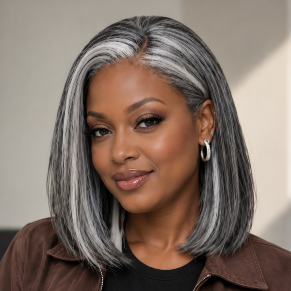 Bequeen Grey Color Customized Fashion 8 inch Bob Wig 100% Human Hair