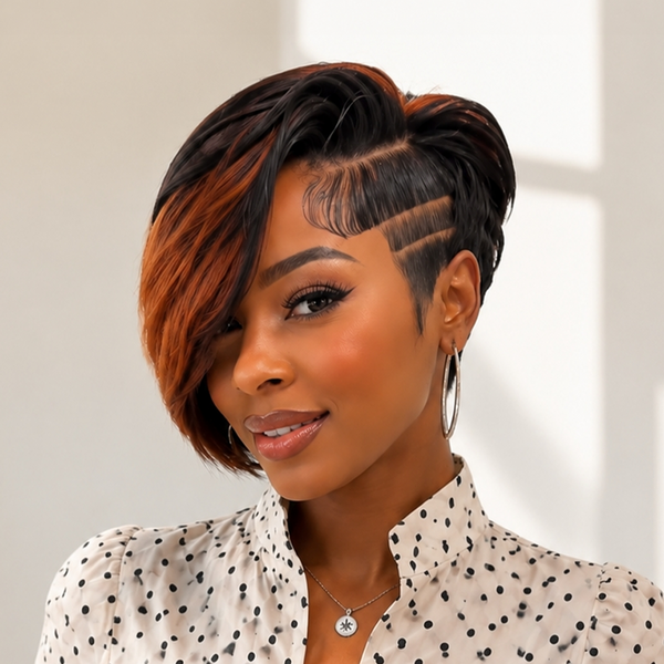 Bequeen Highlight #350 1B Short Pixie Cut Fashion Lace Wig