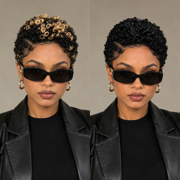 Bequeen Highlight Blonde Small Finger Wave 13×4 Lace Pixie Full Cap Wig