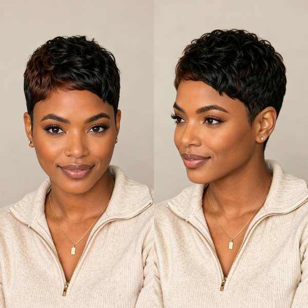 Bequeen Highlight Brown Pixie Cut Wig Special Style
