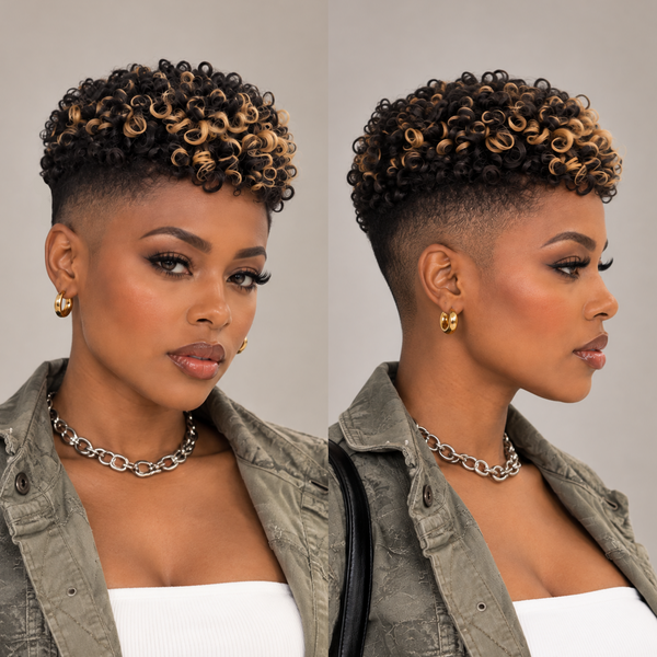 Bequeen Highlight Honey Brown Small Finger Wave Style No Lace Topper Unit