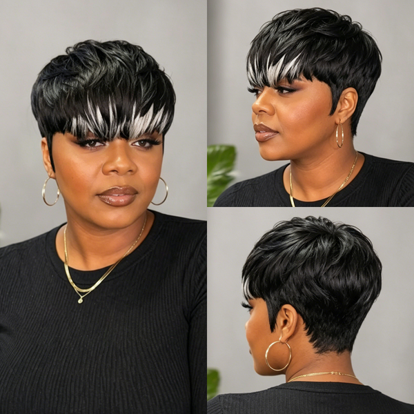 Bequeen Highlight White Natural Style Pixie Cut Wig