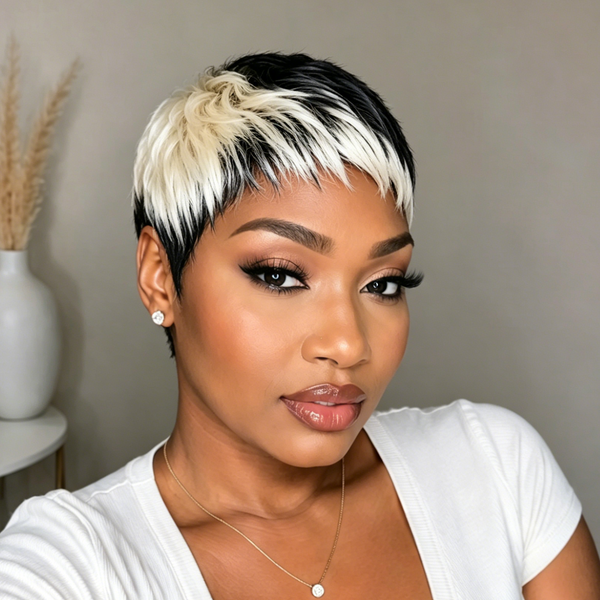 Bequeen Highlight White Pixie Short Cut Wig-1