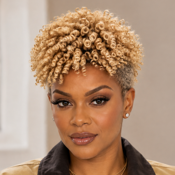 Bequeen Honey Blonde TWA Style Topper Unit 100% Human Hair
