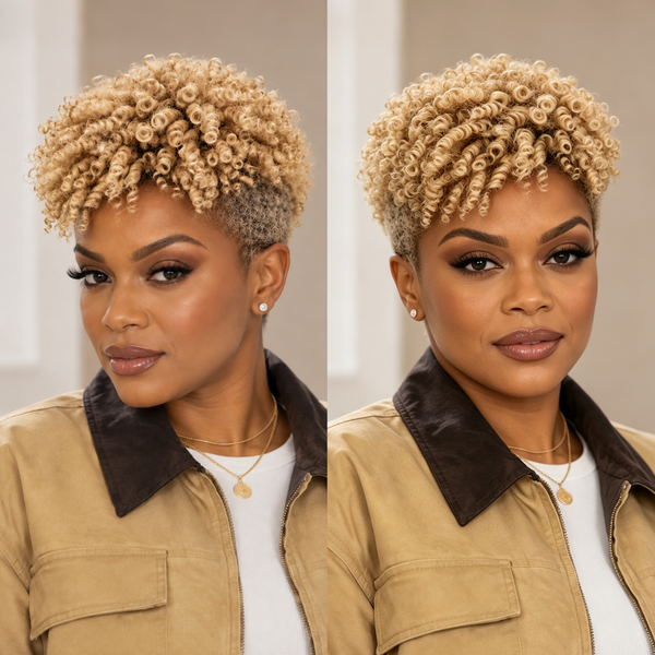 Bequeen Honey Blonde TWA Style Topper Unit 100% Human Hair