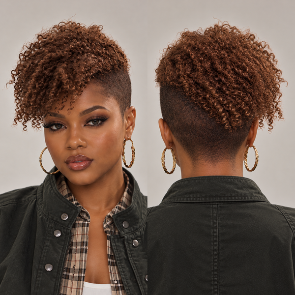 Bequeen Kinky Curly Style Clip On Topper Unit 100% Human Hair
