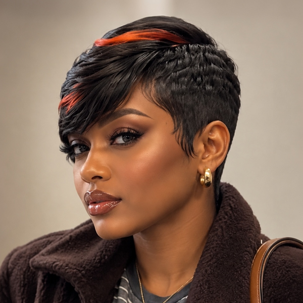Bequeen Machine Made #350 Side Part Pixie Full Cap Wig