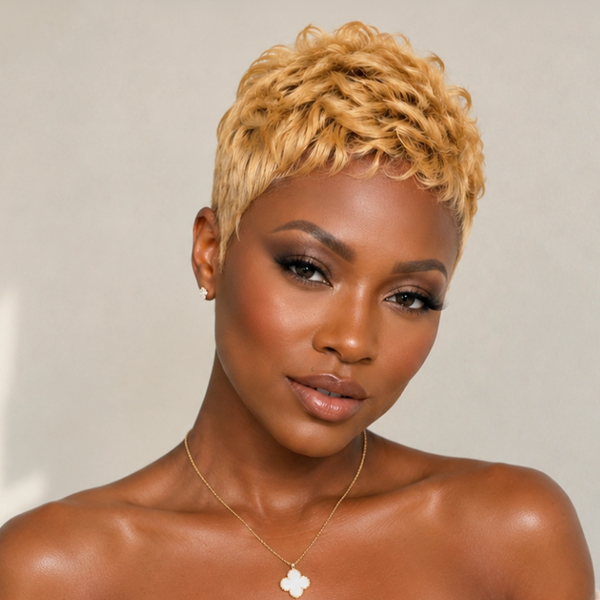 Bequeen Machine Made Bronze Super Short Wave Style Pixie Wig