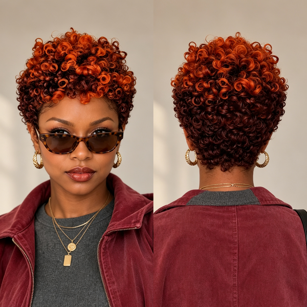 Bequeen Mixed #99J #350 Fluffy Pixie Cut Machine Made Wig