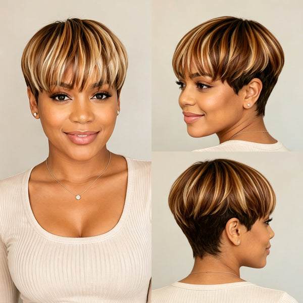 Bequeen Mixed Color Straight Pixie Cut Wig Special Style