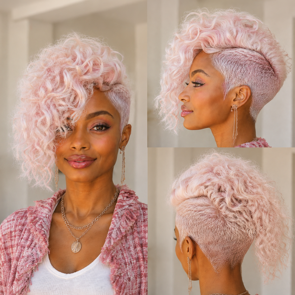 Bequeen Pastel Sakura Pink Side Part Curly Machine Made Topper Unit
