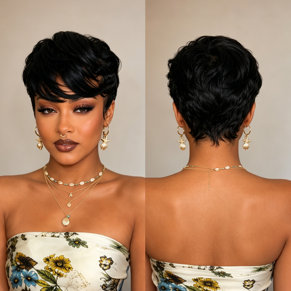 Bequeen Pixie Natural Side Part No Lace Glueless Short Cut Wig