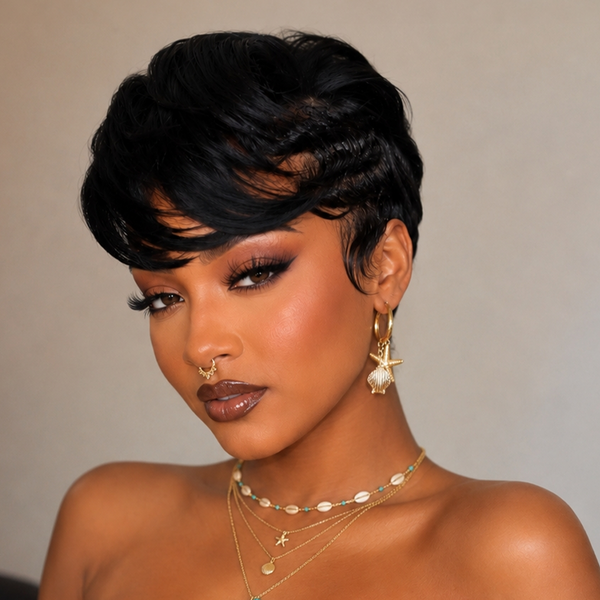 Bequeen Pixie Natural Side Part No Lace Glueless Short Cut Wig