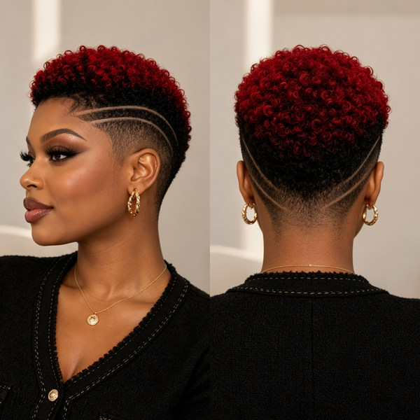 Bequeen Red Dark Root TWA Style Lace Topper Unit 100% Human Hair