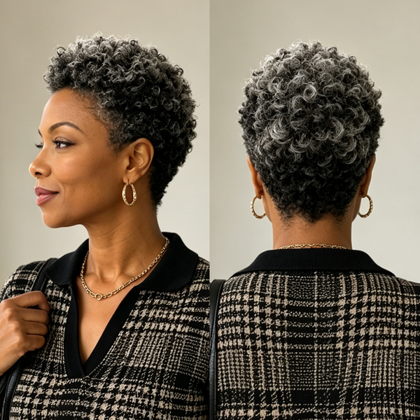 Bequeen Salt And Pepper Kinky Curly Style 100% Human Hair Wig