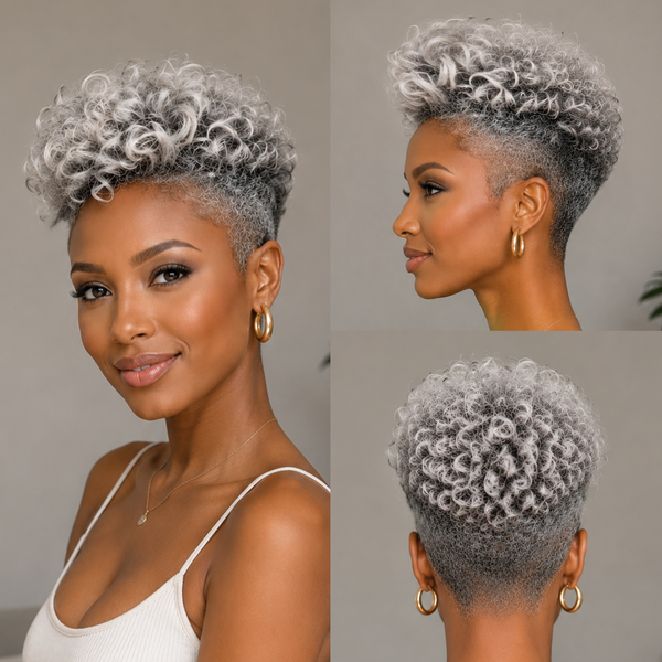 Bequeen Salt&Pepper Color Finger Wave Style Machine Made Topper Unit For Black Women