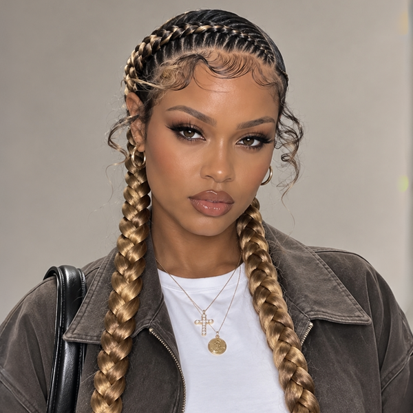 Bequeen Savage Ombre 1B #27 Braid Full Lace PonyTail Wig 100% Human Hair