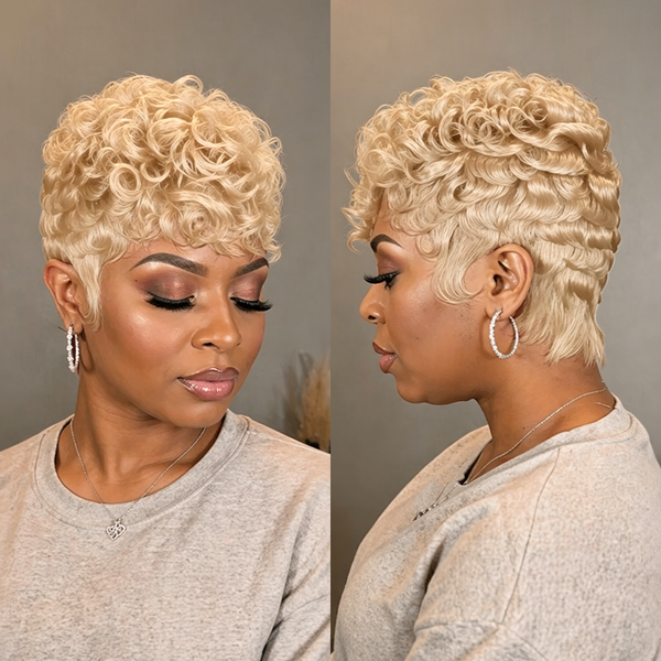 Bequeen Short Cut Finger Wave Pixie Wig